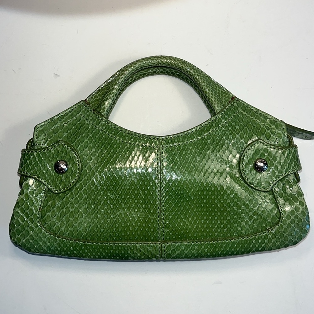 NWOT Vintage Tod’s Green Snakeskin Leather With Crystal Clutch Shoulder Bag - Picture 6 of 16